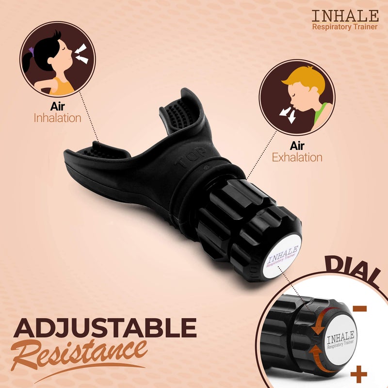 Inhale Respiratory Trainer | Compact Lung Exercise Device with High Grade Silicone | Carrying Case Included | Breath Trainer with Adjustable Resistance | Portable & Easy to Clean - Image 3